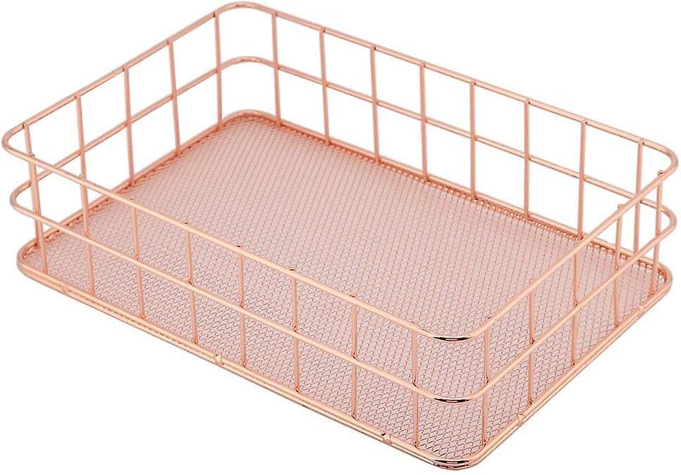 Iron Storage Basket Makeup Small Things Organizer Storage Holder Desktop Decor Iron Box Rose Gold 4 Size(d)