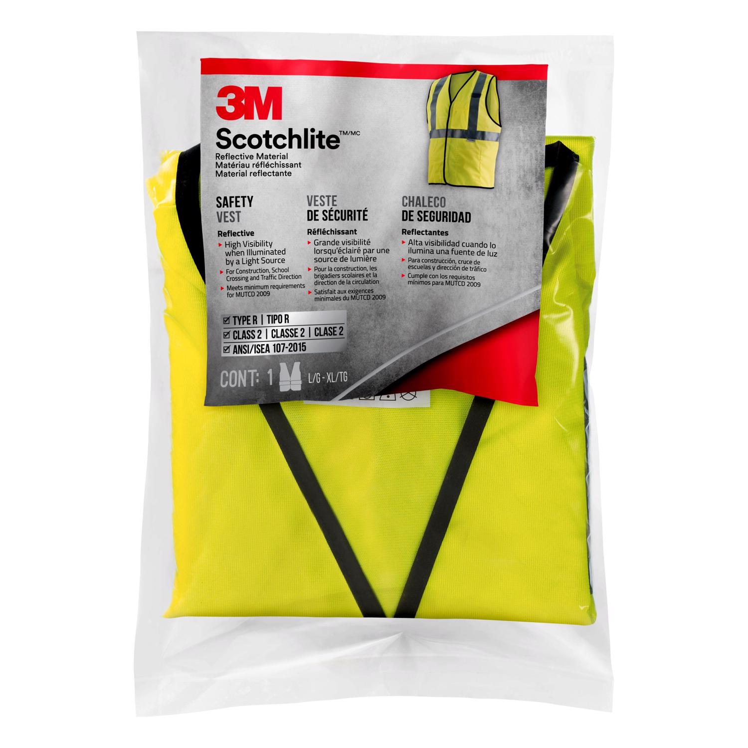 3M Scotchlite Reflective Safety Vest High Visibility Yellow L/XL