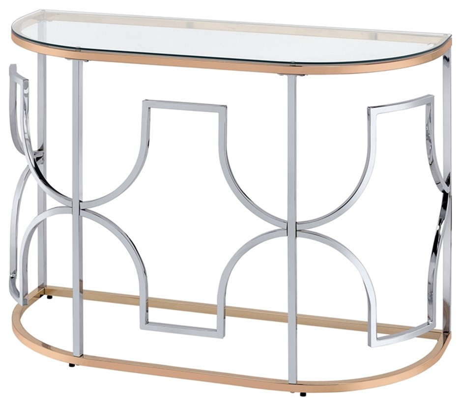 Furniture of America Sol Glass Top 3 Piece Coffee Table Set in Chrome and Gold   Contemporary   Coffee Table Sets   by Homesquare  Houzz