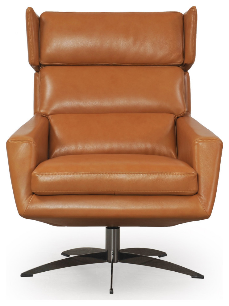 Hansen Full Leather Modern Swivel Chair  Tan   Contemporary   Armchairs And Accent Chairs   by Moroni  Houzz