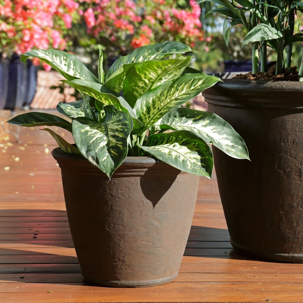 Sunnydaze Anjelica Outdoor Double Walled Flower Pot Planter   Rust   16\