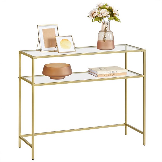 Vasagle Console Sofa Table Modern Entryway Table Tempered Glass Table Metal Frame