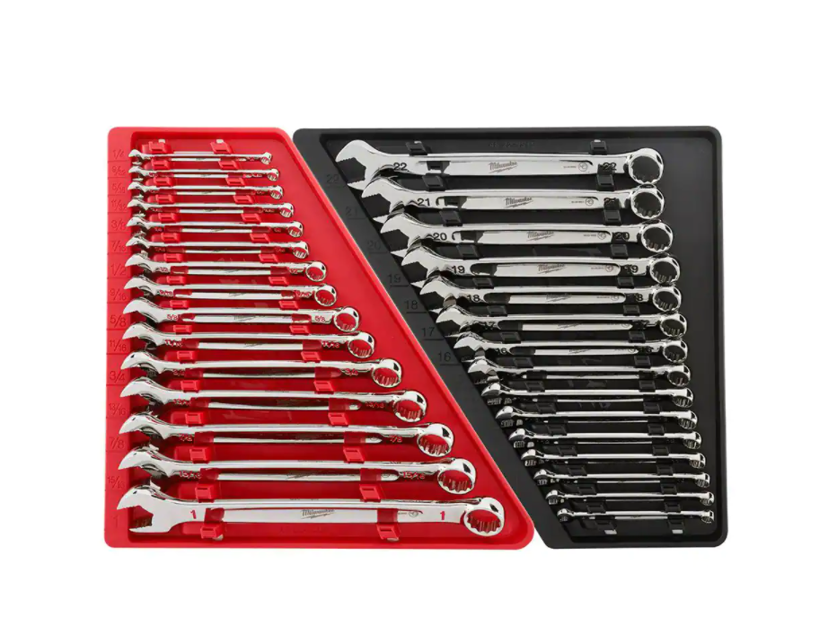 Milwaukee 48-22-9415 Combination SAE and 48-22-9515 Metric Wrench Mechanics Tool Set (30-Piece)