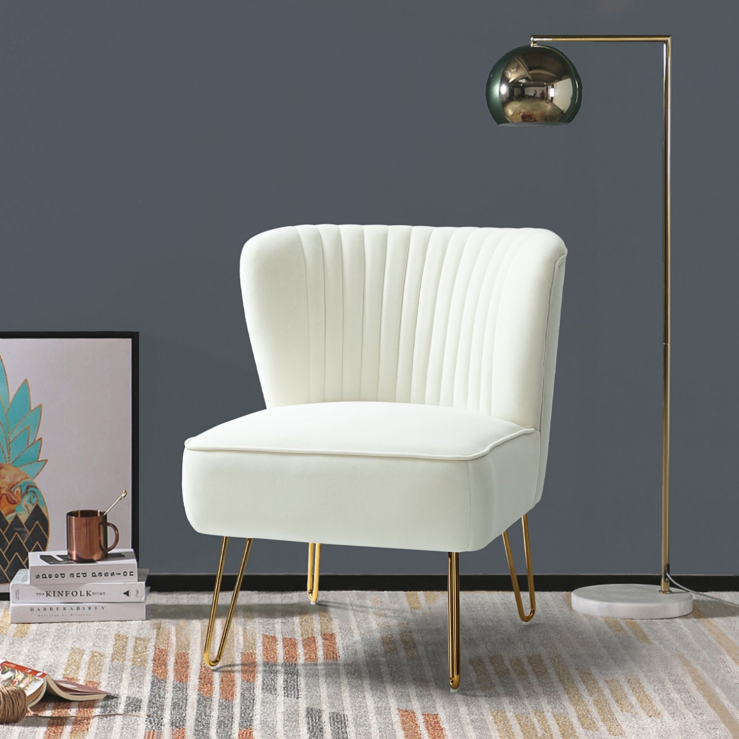 Barto Modern Velvet Tufted Side Chair with Golden Legs by HULALA HOME