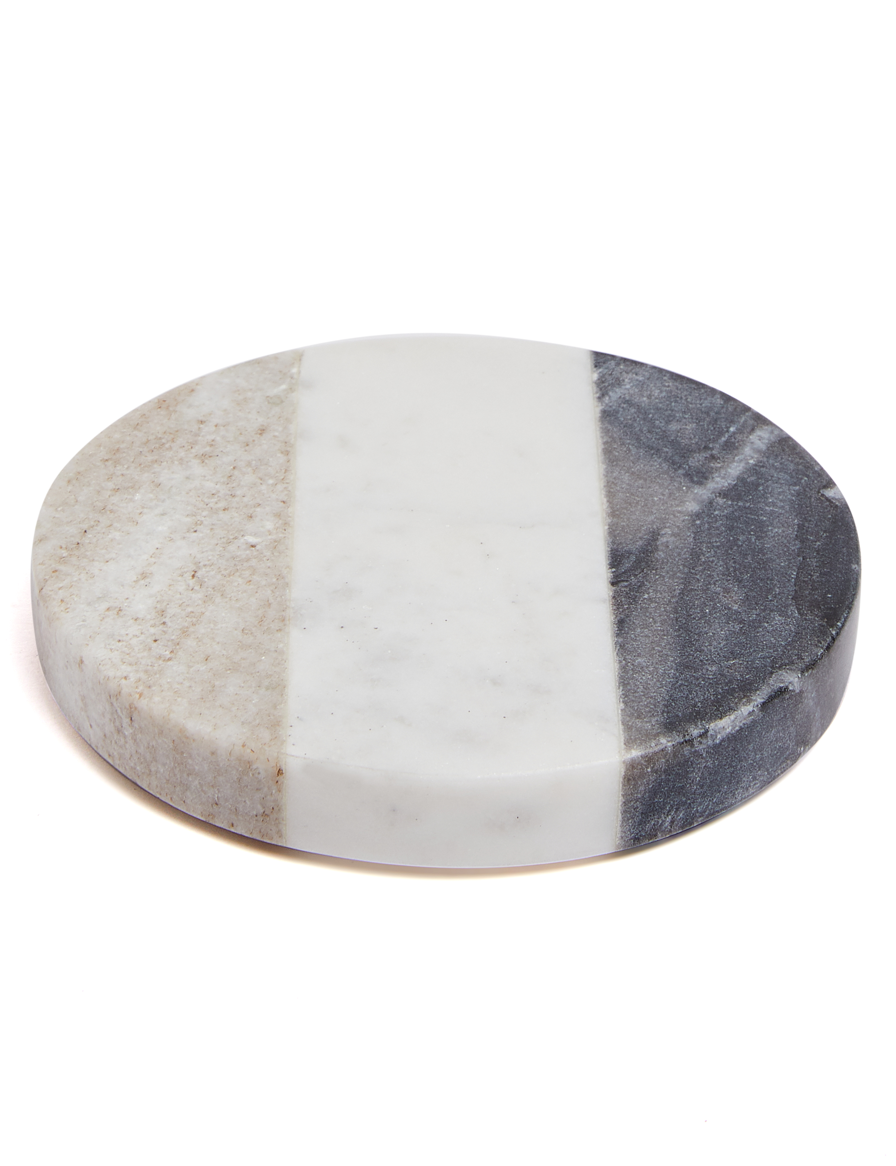 Lexi Home Round Genuine Marble Coasters with Inlay Design - Beige White