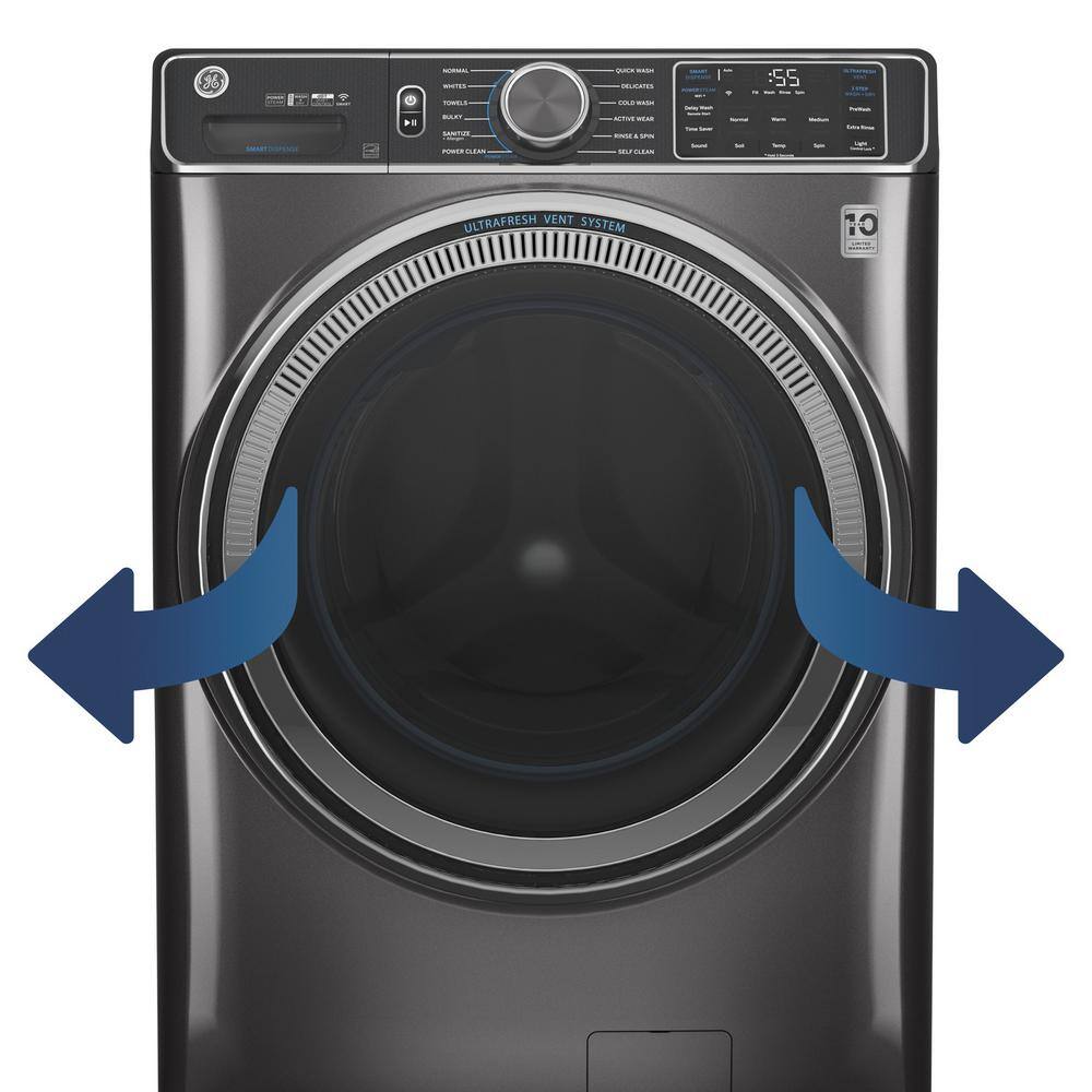 GE 4.8 cu. ft. Smart White Front Load Washer with OdorBlock UltraFresh Vent System and Sanitize with Oxi GFW550SSNWW