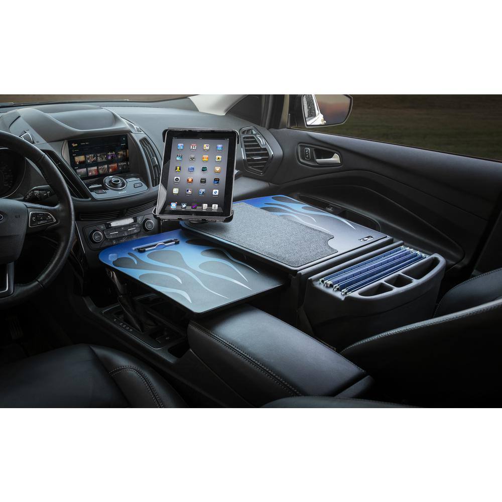 AutoExec GripMaster Car Desk Blue Steel Flames with Tablet Mount AEGrip-03-BSF