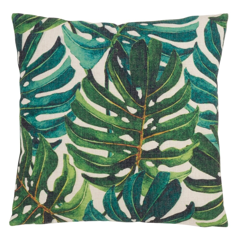 Tropical Throw Pillow with Banana Leaf Print