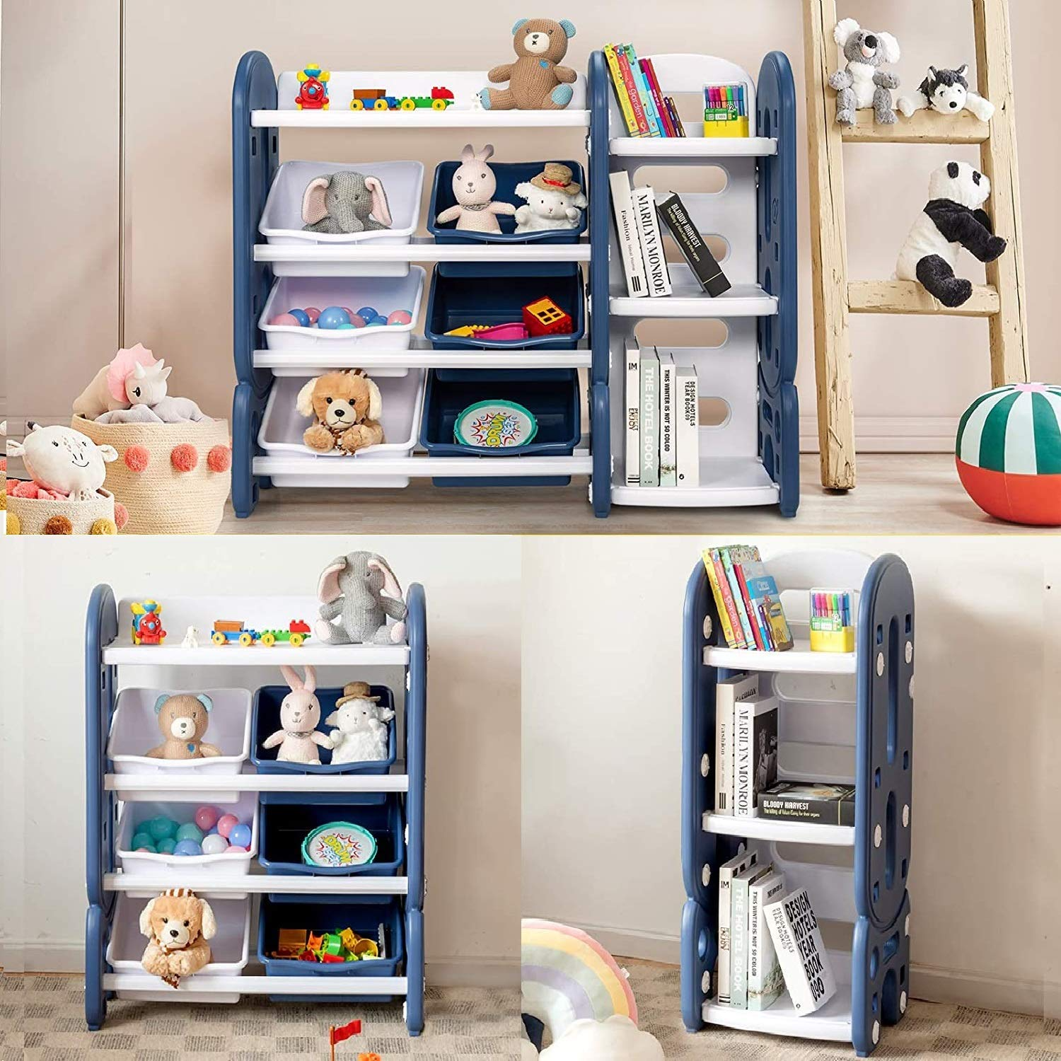 Costzon 2 in 1 Kids Toy Storage Organizer with Bookshelf and Toy Collection Shelves