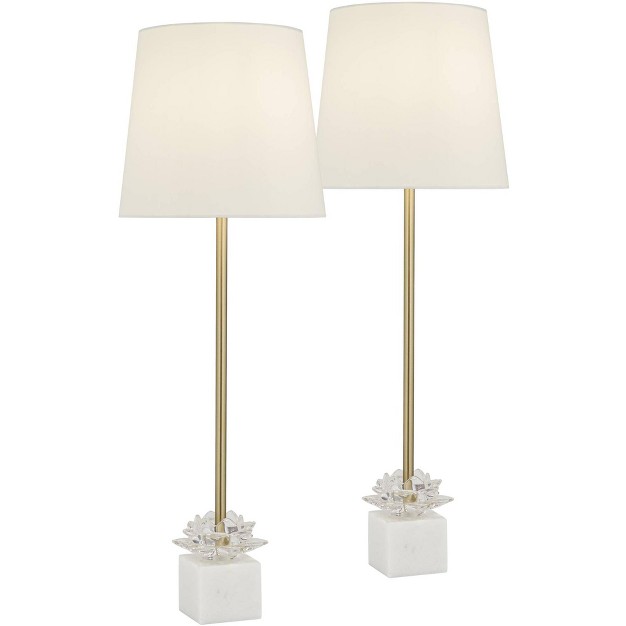 Tall Set Of 2 Gold Metal White Drum Shade For Bedroom Living Room Bedside Nightstand Office Kids