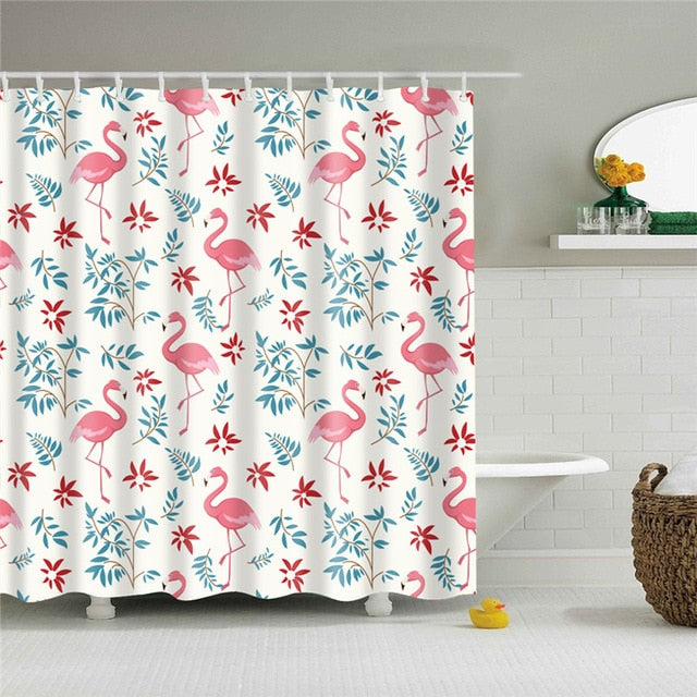 Nordic Pictures Polyester Waterproof Shower Curtains High Quality Animals Flamingo Shower Curtain In The Bathroom