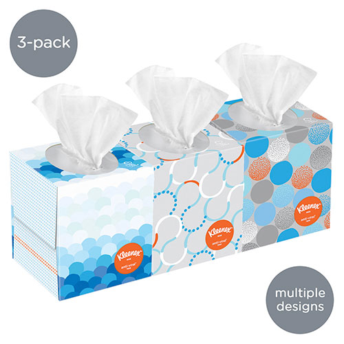 Kimberly-Clark Kleenex Professional Anti-Viral Facial Tissue Cube for Business (21286) | White， 3 Boxes