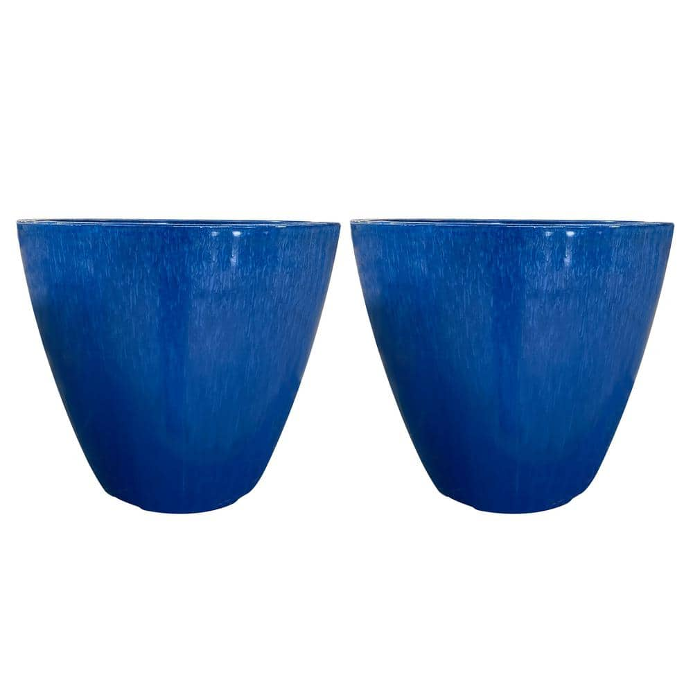 Trendspot 16 in. Cobalt Blue Kurv Resin Planter (2-Pack) EPS00405N-16M2