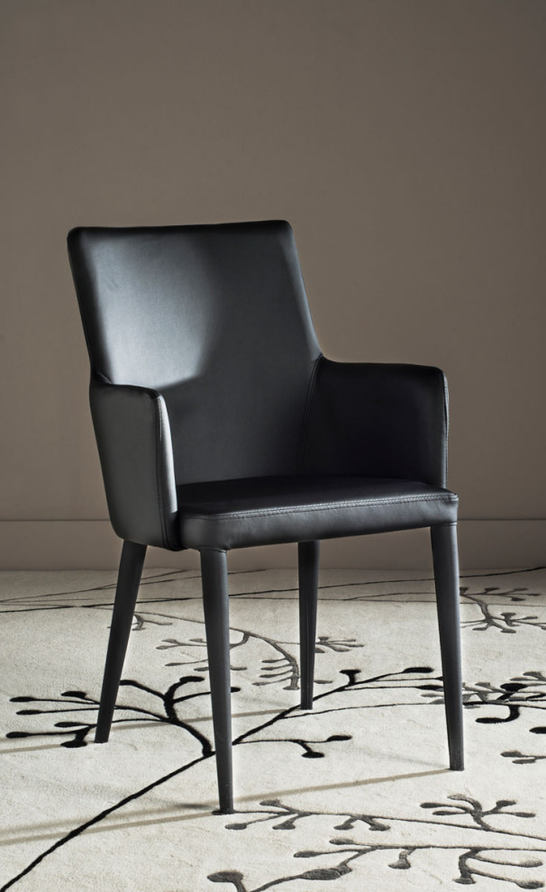 Amber Arm Chair Black PU Leather   Midcentury   Dining Chairs   by Peachtree Fine Furniture  Houzz