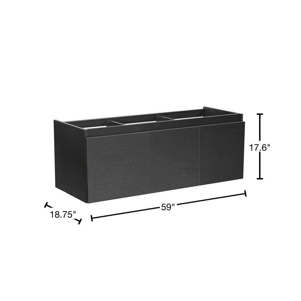 Fresca Mezzo 60 in. Modern Wall Hung Bath Vanity Cabinet Only in Black FCB8041BW