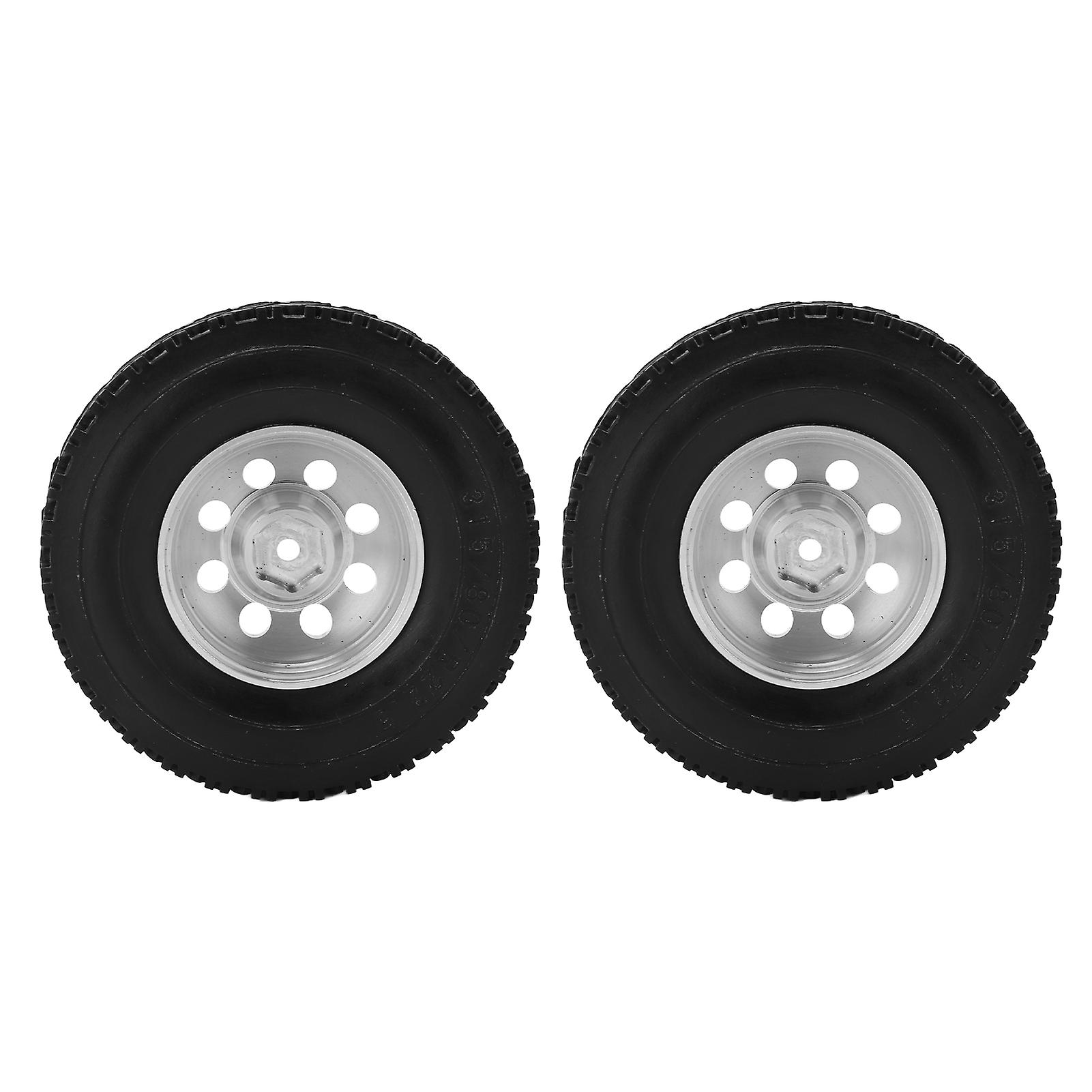 2pcs Rc Car Wheels Rubber Tires Cnc Metal Wheel Rims Hubs Set For Tamiya 1/14 Rc Car Truck