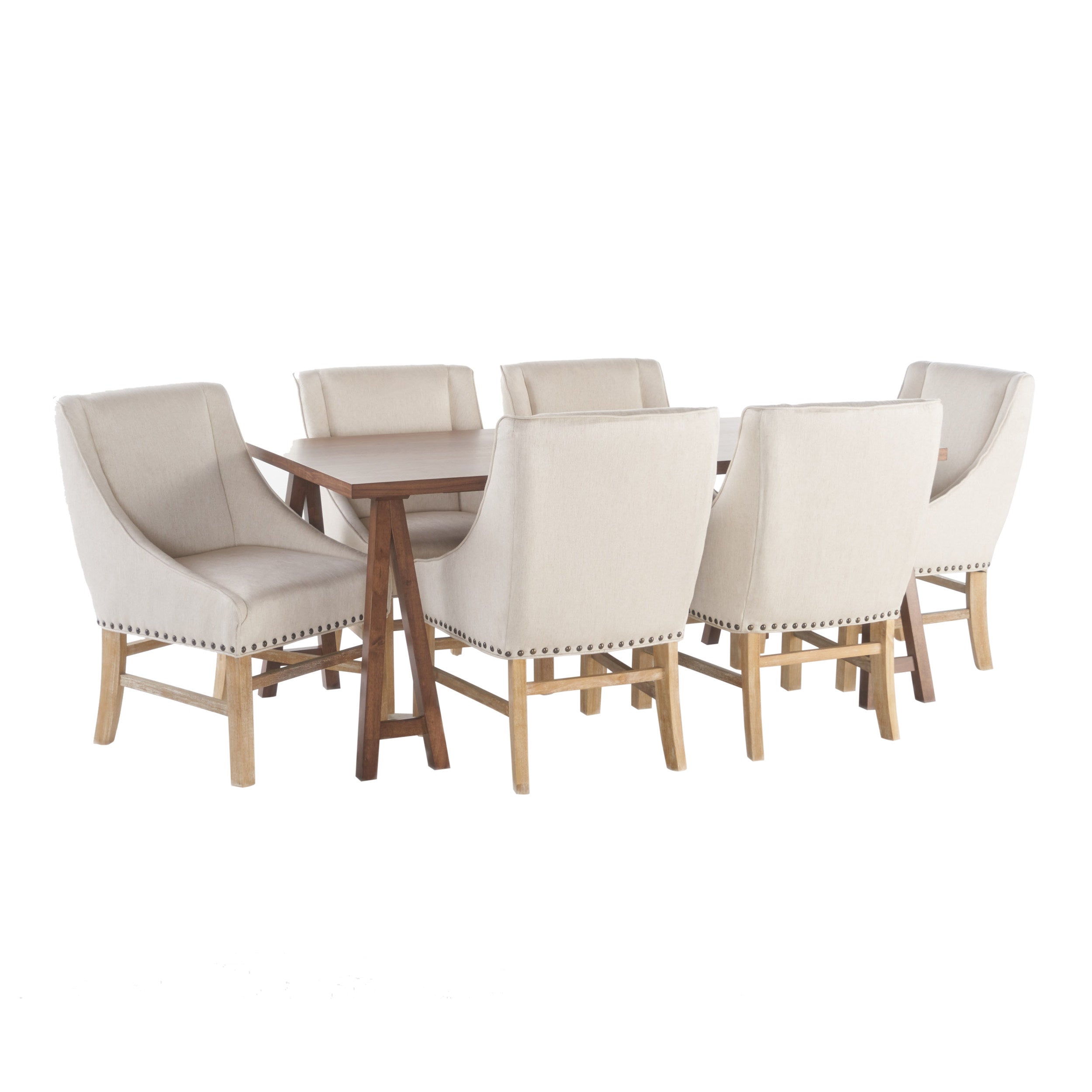 Sabrina Farmhouse 7 Piece Wood Dining Set