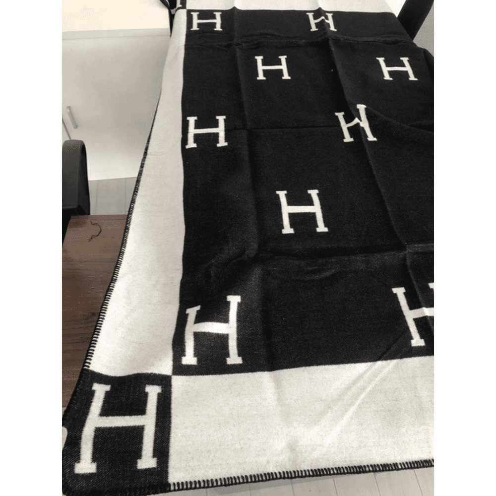 Black Merino Wool， Cashmere Plaid Throws 67