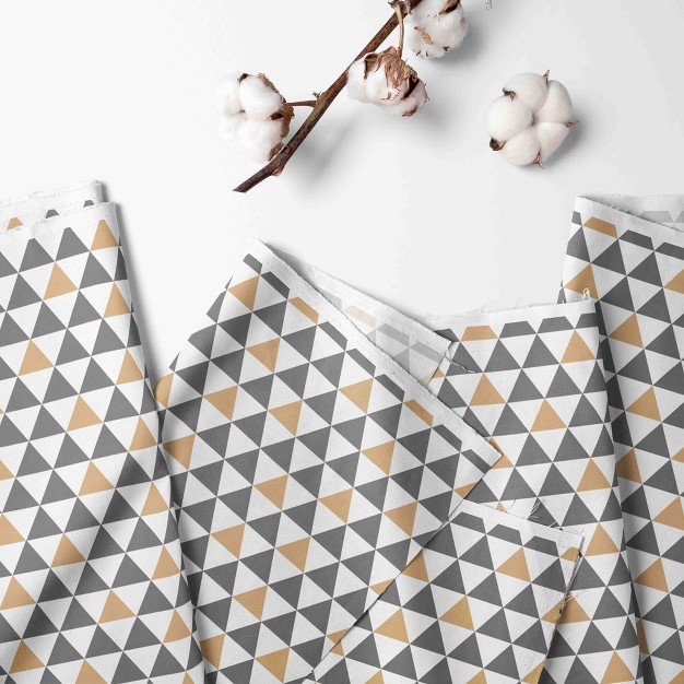 Bacati Woodlands Grey beige Triangles Neutral Cotton Printed Single Window Curtain Panel