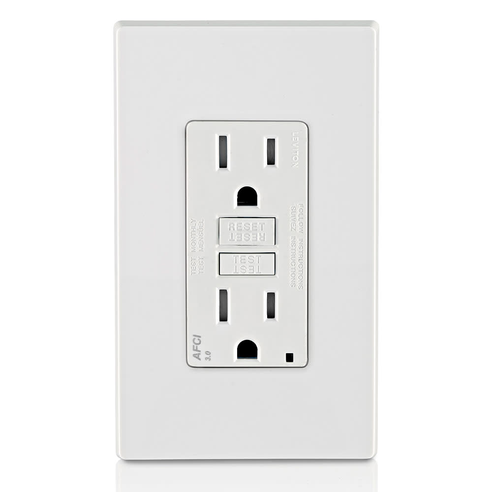 Leviton SmartlockPro AFCI Outlet 15A 125V 2 Pole Duplex White