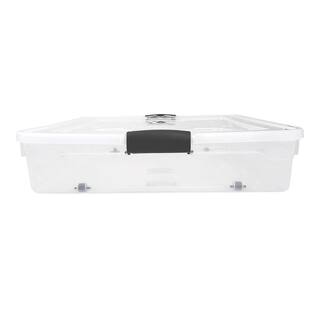 HOMZ 56 qt FullQueen Underbed Clear Plastic Latching Storage Container 4-Pack 2 x 3460CLGRDC.02