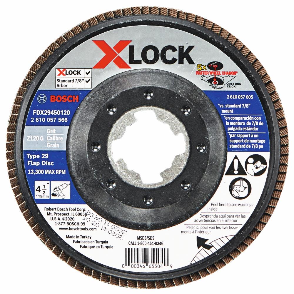 Bosch X LOCK Arbor Type 29 120 Grit Flap Disc 4 1/2