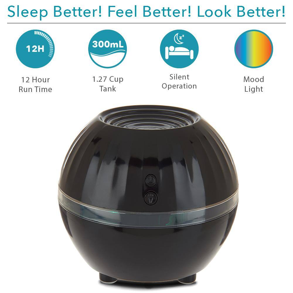 Air Innovations Ultrasonic Cool Mist Personal Humidifier with LED Mood Light HUMID37-BLACK