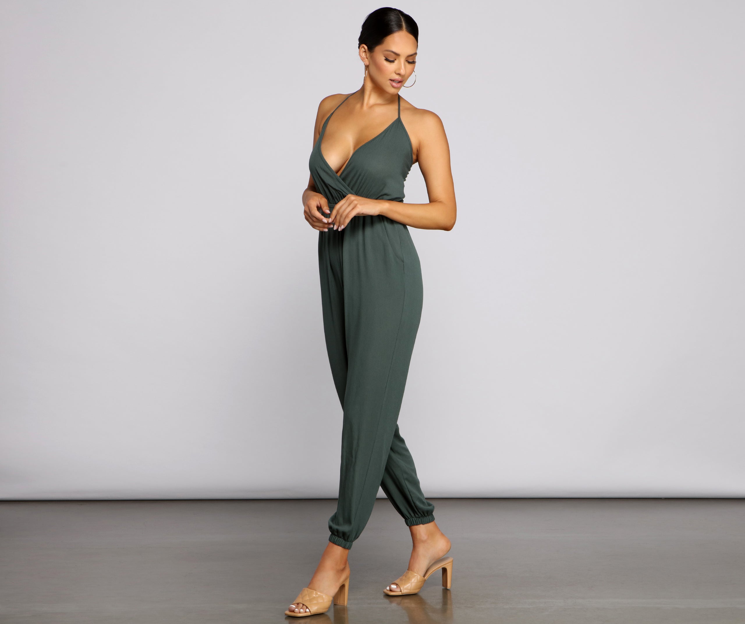 Essential Chic Surplice Gauze Jumpsuit