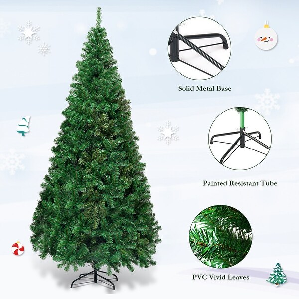 Costway 5Ft/6Ft/7Ft/8Ft Artificial PVC Christmas Tree W/Stand Holiday