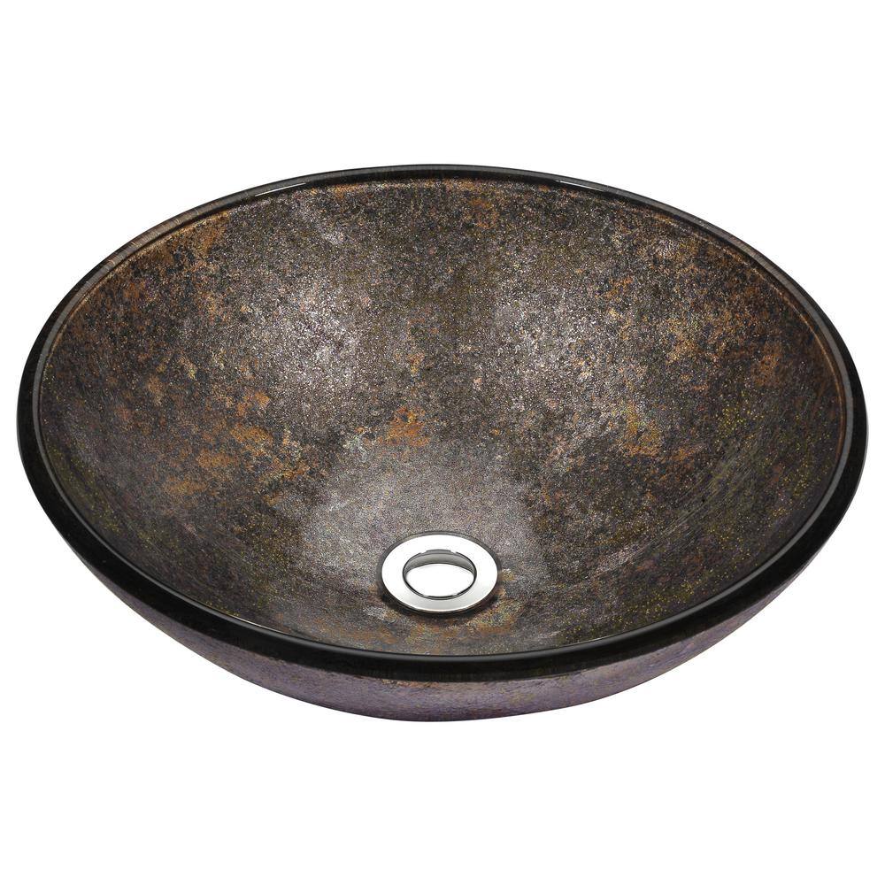 ANZZI Stellar Series Deco-Glass Round Vessel Sink in Stellar Burst LS-AZ173