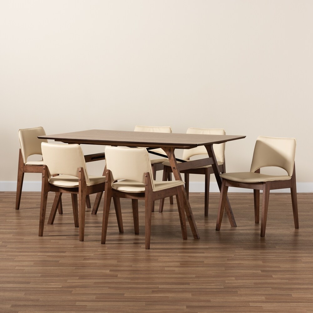 Afton Mid Century Modern 7 Piece Dining Set