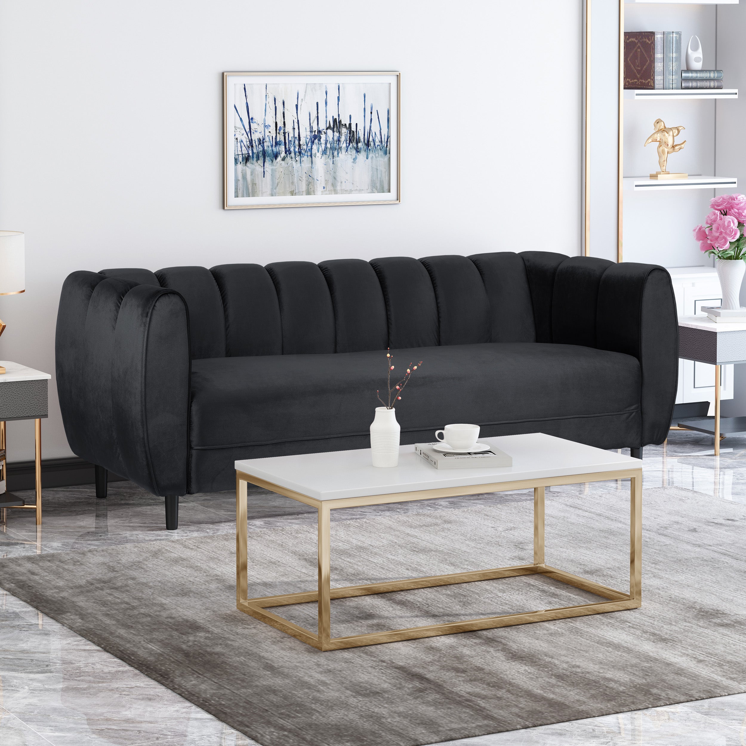 Karimah Modern Velvet 3 Seater Sofa