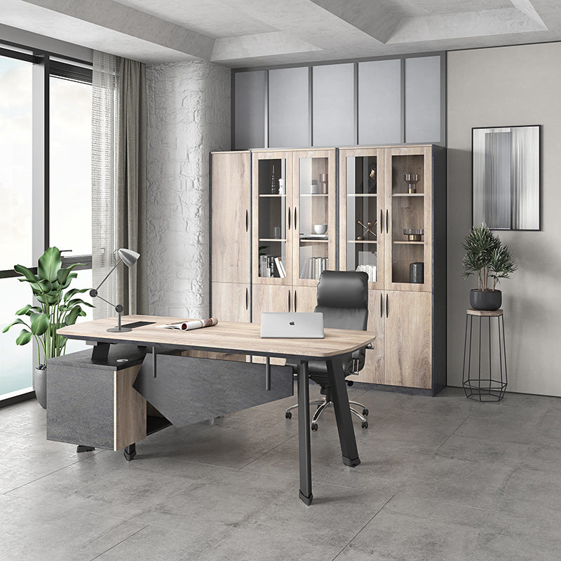 ARTO Executive Office Desk with Reversible Return 1.8M - 2.0M - Warm Oak & Black