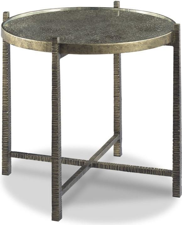 Side Table Woodbridge Galleried Eglomise Top Round Antique Bronze   Industrial   Side Tables And End Tables   by EuroLuxHome  Houzz