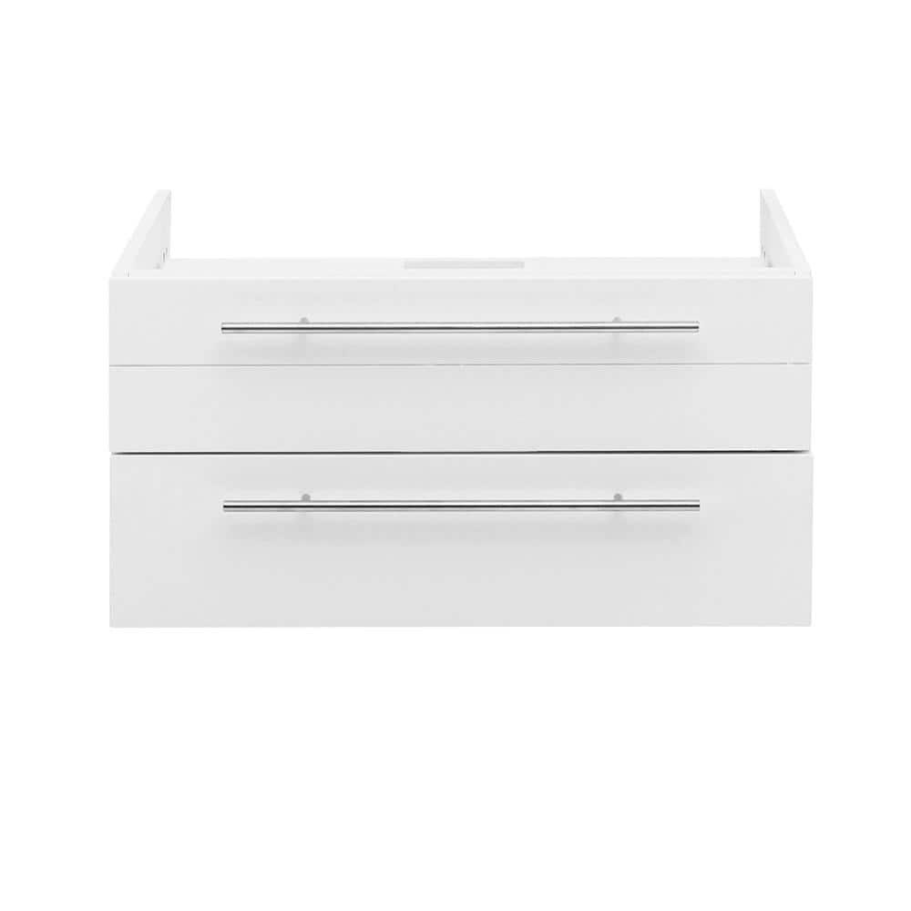 Fresca Lucera 30 in W Wall Hung Vessel Sink Bath Vanity Cabinet Only in White