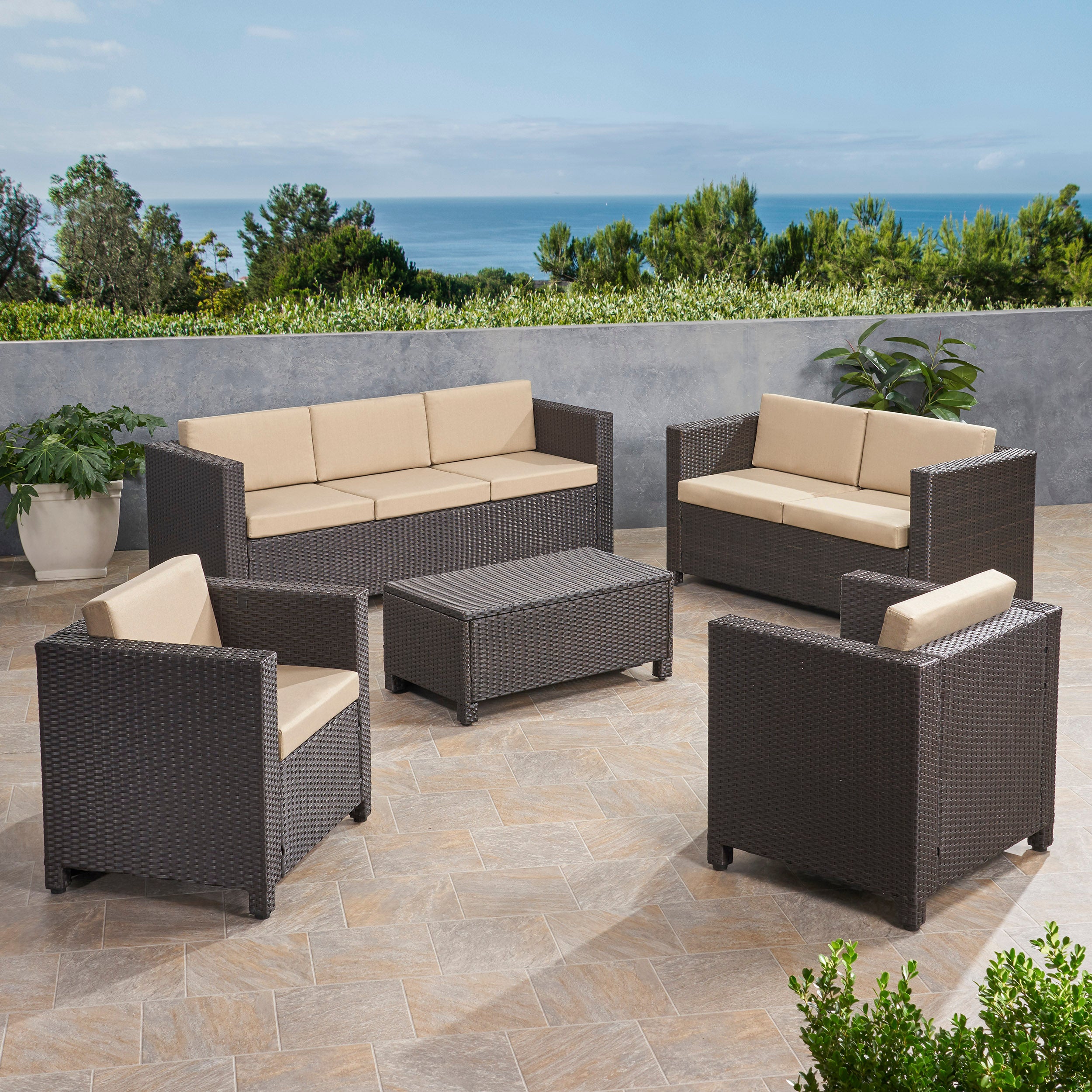 Venice Outdoor 7 Seater Sofa Chat Set with Cushions