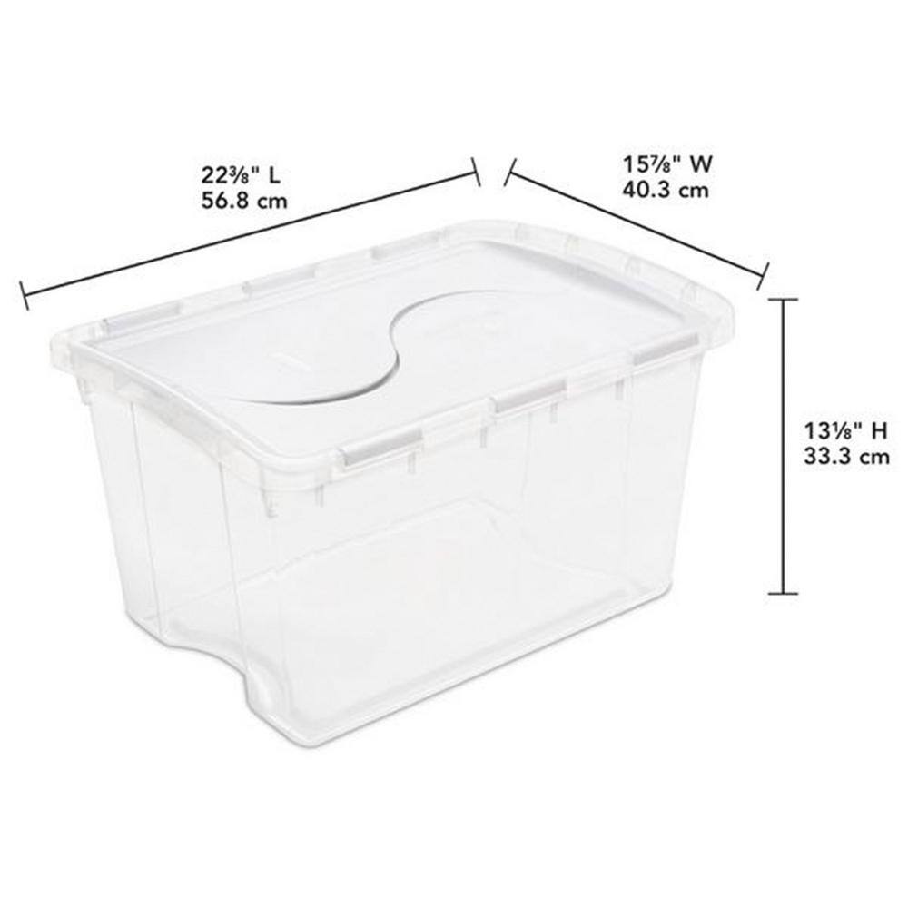 Sterilite 48-Quart Plastic Storage Bin with Hinged Lid  Handles Clear (6 Pack) 6 x 19148006