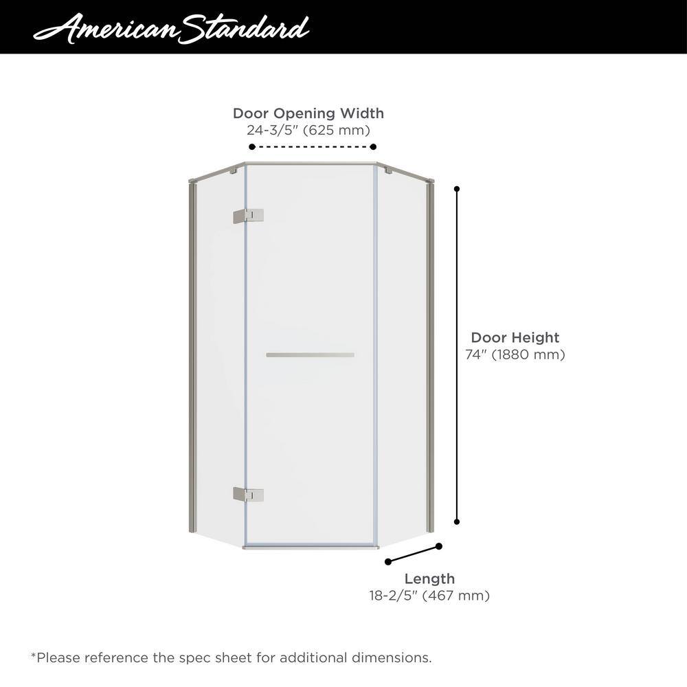 American Standard Ovation Curve 38 in. W x 72 in. H Neo Angle Fixed Semi-Frameless Corner Shower Enclosure in Matte Black AM00847400.243