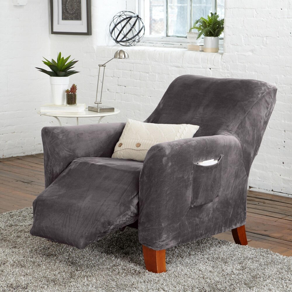 Premium Stretch Velvet Plush Recliner Slipcover.