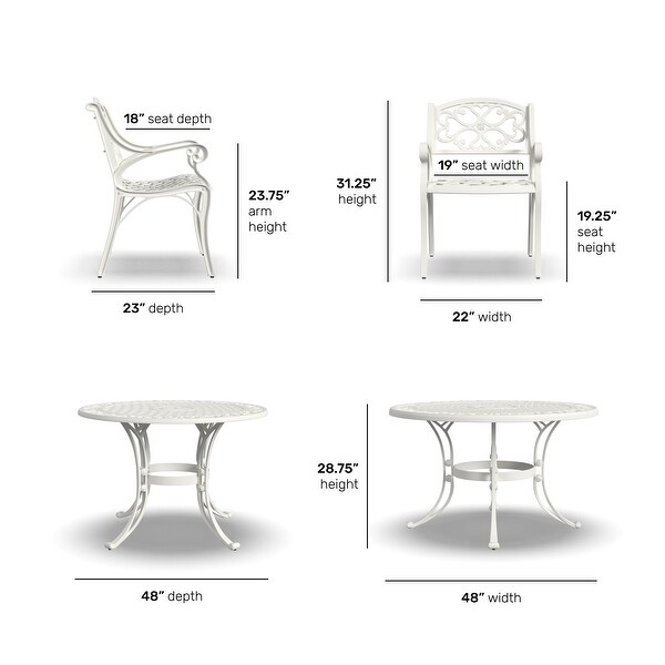 Sanibel White Aluminum 5 Piece Outdoor Dining Set