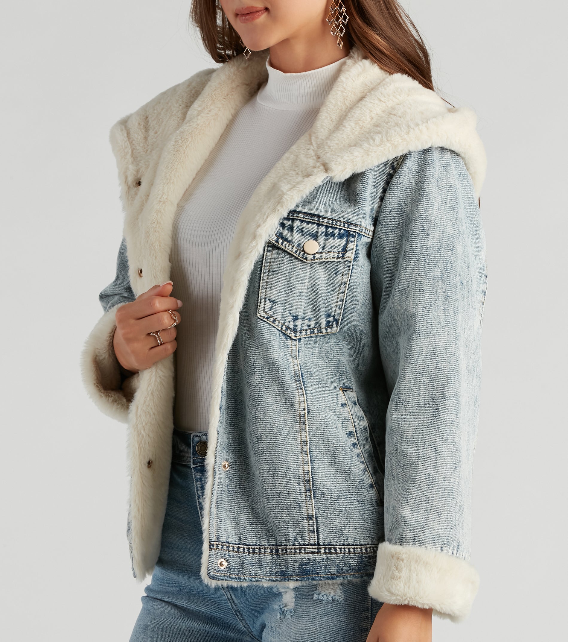 All The Feels Faux Fur Lined Denim Jacket