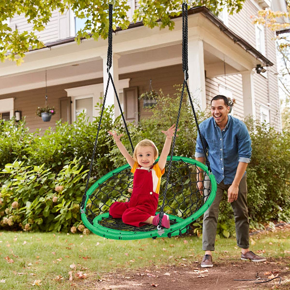 Costzon Web Chair Swing, Kids Tree Swing Set Net Hanging Swing Chair