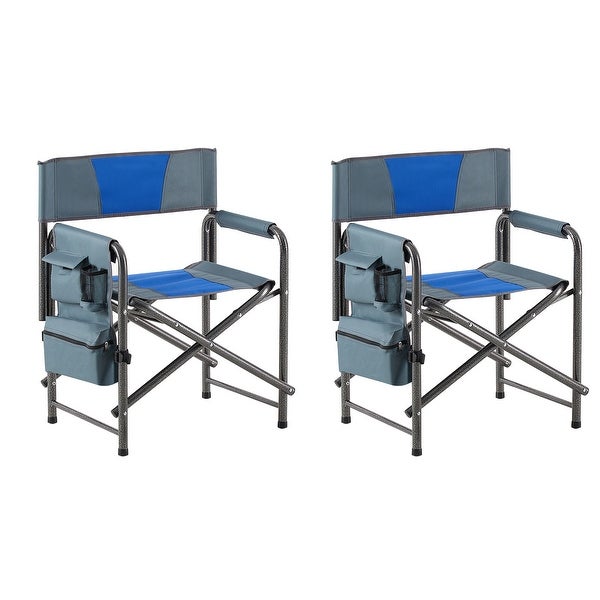 2Pcs Outdoor Padded Folding Chairs with Storage Pockets - Overstock - 37847038