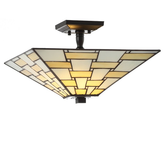 Glass metal Jason  Style Semi Flush Mount includes Energy Efficient Light Bulb White Jonathan Y