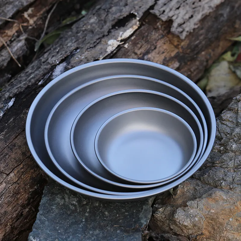 Spot Goods Pure Titanium Disk Mountaineering Hiking Camping Cooking Dinner Plate for Outdoor