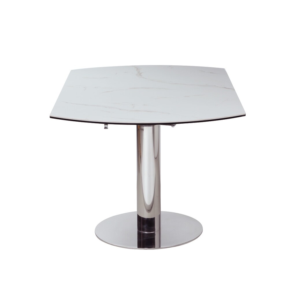 Somette Trevor Jazz White Extendable Dining Table