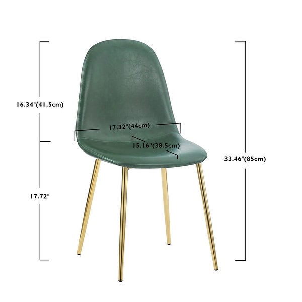 Mid Century Side Chair， Kitchen and Dining Room Chairs， Washable PU Leather Dining Chair with Metal Legs， Olive Green - as picture