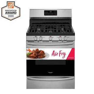 FRIGIDAIRE GALLERY 30 in. 5 Burner Freestanding Gas Range in Stainless Steel with Convection and Air Fry GCRG3060AF