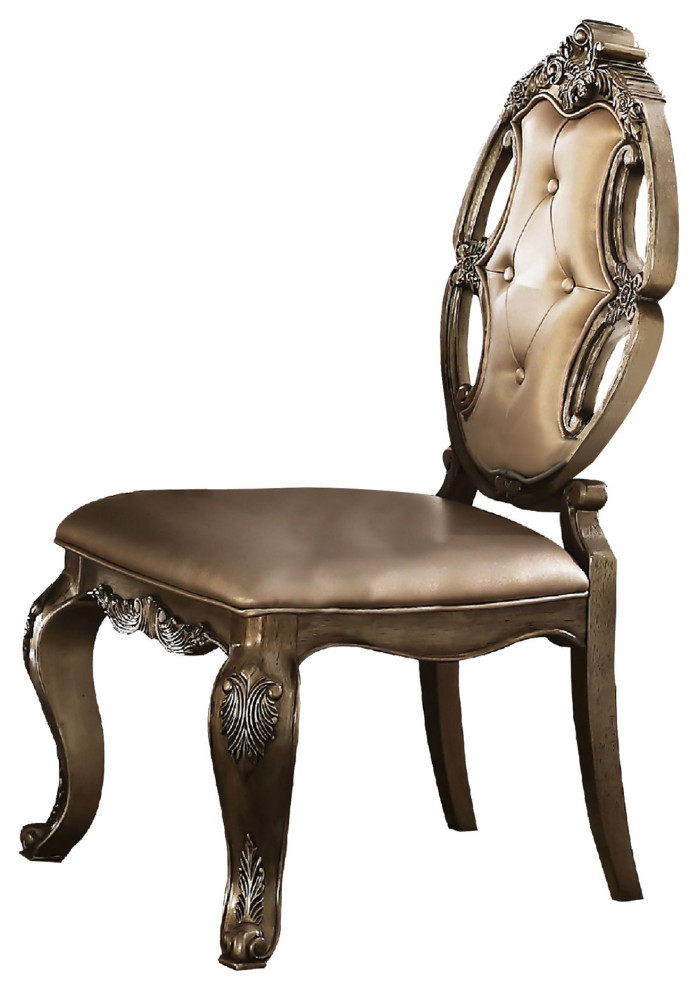 Unique Dining Chair  Elegant Design With Intricate Carving  ampGold PU Seat/Back   Victorian   Dining Chairs   by Decor Love  Houzz