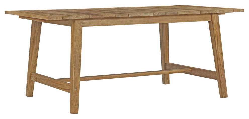 Dorset Outdoor Teak Wood Dining Table  Natural   Outdoor Dining Tables   by Homesquare  Houzz